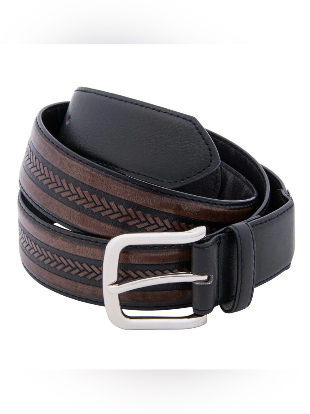 Canyon Sky Black Brown Southwestern Leather Belt NWT